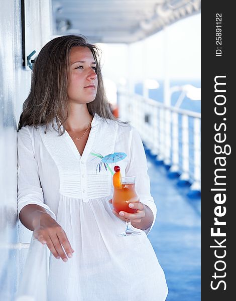 She Enjoys A Cocktail On The Liner