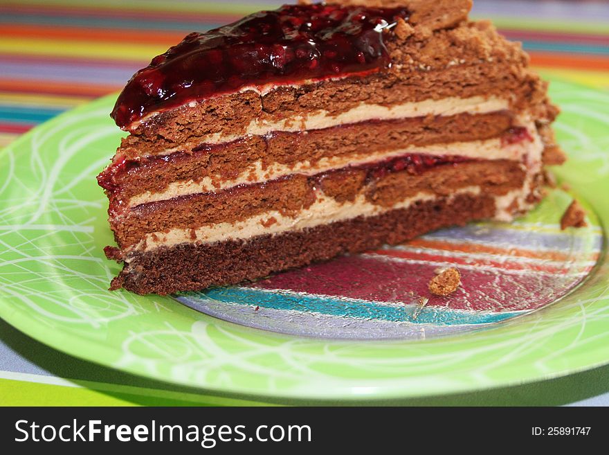 Close image of homemade piece of cake