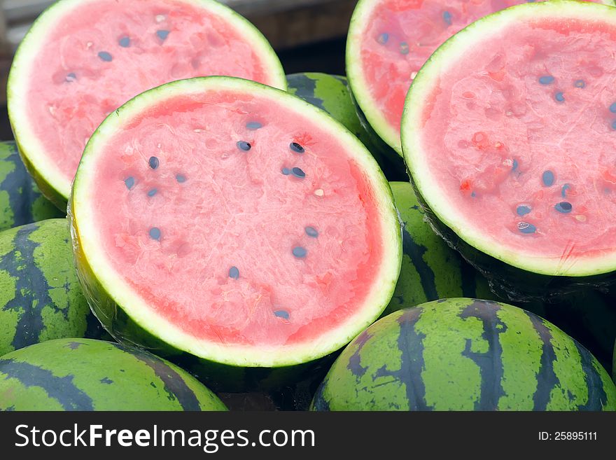 The close-up of dissected water-melon. The close-up of dissected water-melon