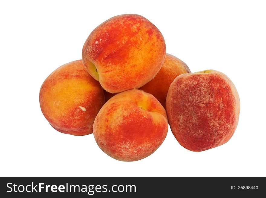 Set of fresh peaches isolated on white background. Set of fresh peaches isolated on white background