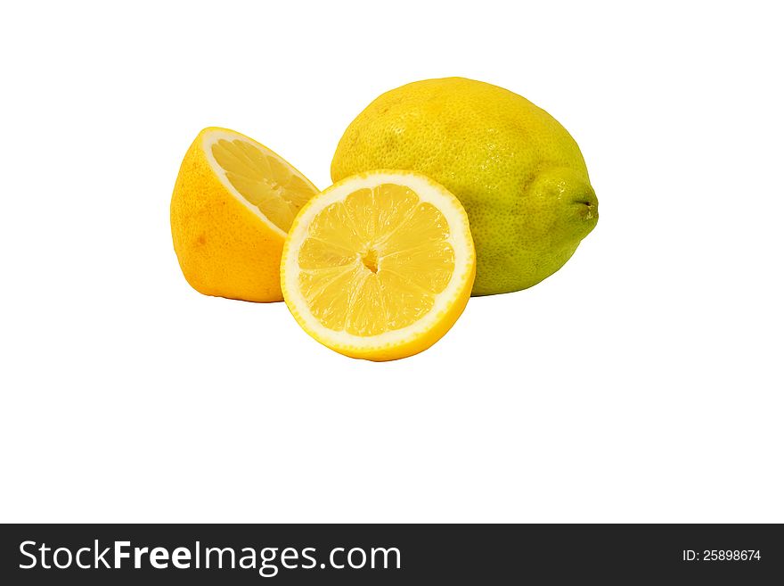 Set of fresh lemons isolated on white background