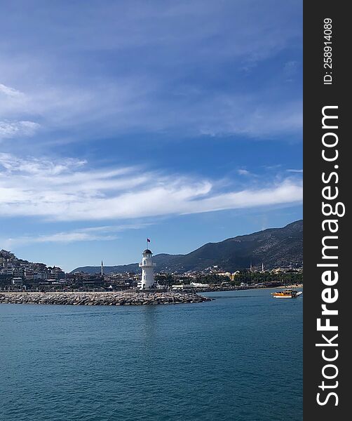 View Of The Lighthouse In Antalya From The Ship