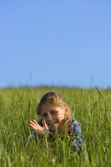 Girl On The Grass Stock Photo Girl On The Grass Stock Photo