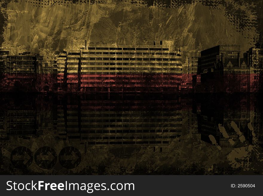 Grunge style background with buildings. Grunge style background with buildings
