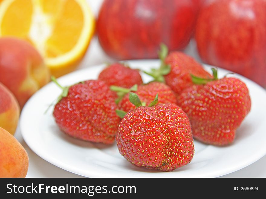 Fruits on a white background