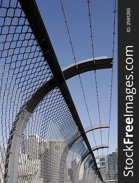 Sydney Harbor Bridge, Security Fence With Barbwire, Australia