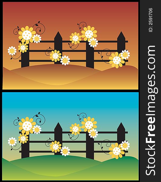 Colorful flower fence. EPS format available. Colorful flower fence. EPS format available