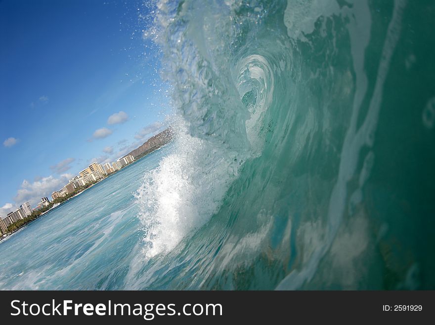Barreling wave in Hawaii