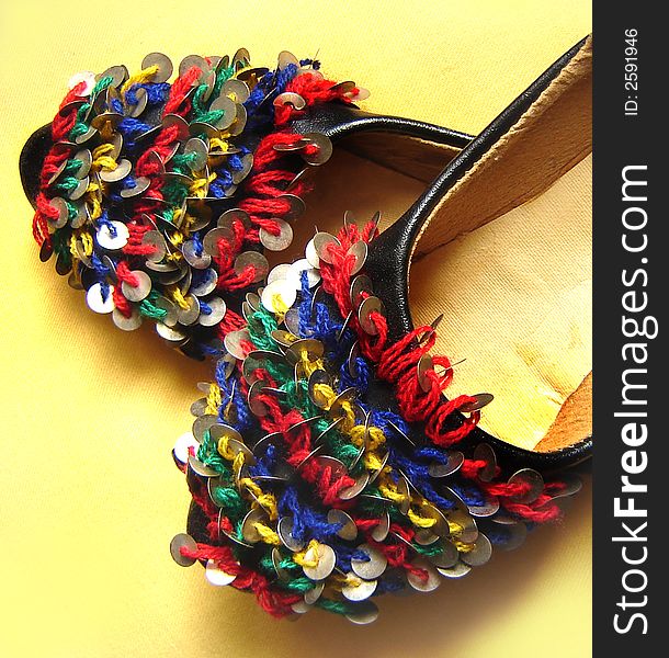 Photo oriental shoes with paillettes