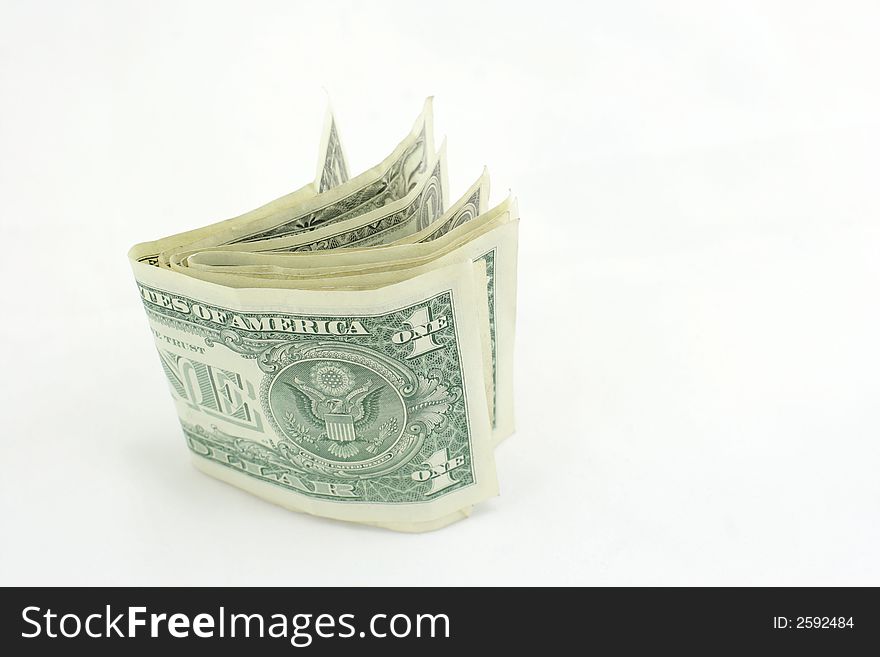 Some one-dollar banknotes on white. Some one-dollar banknotes on white