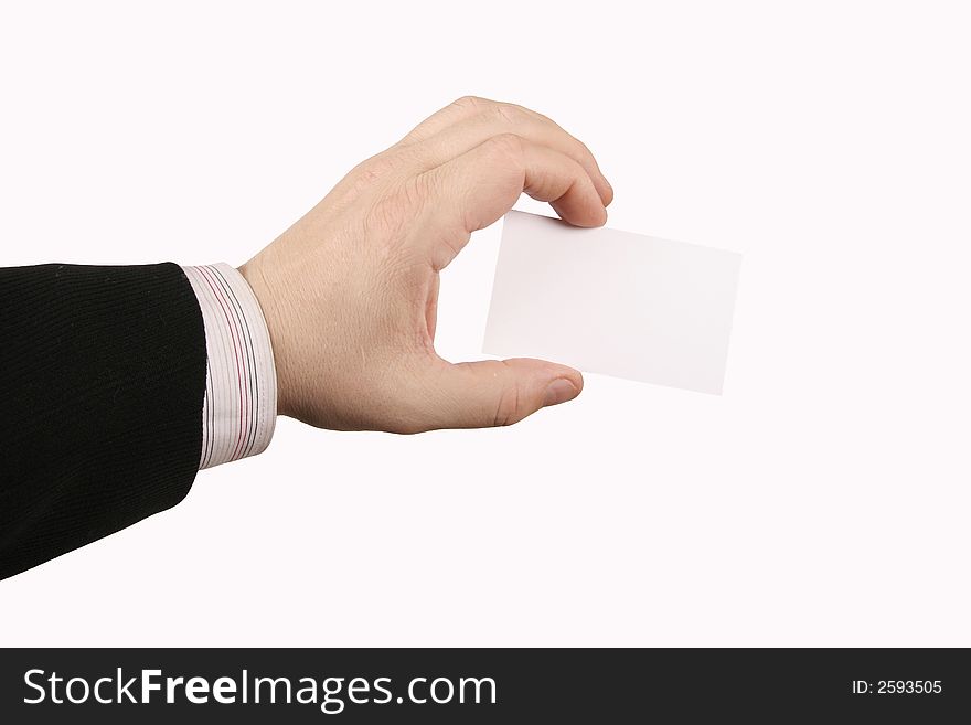 Holding businesscard with white background. Holding businesscard with white background