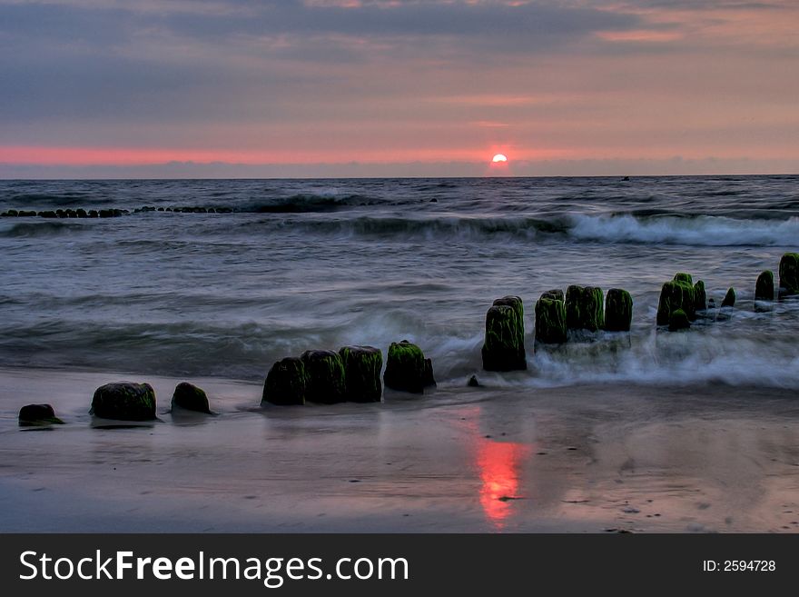Sunset on Baltic sea in area of Zelenogradsk. Russia. Sunset on Baltic sea in area of Zelenogradsk. Russia