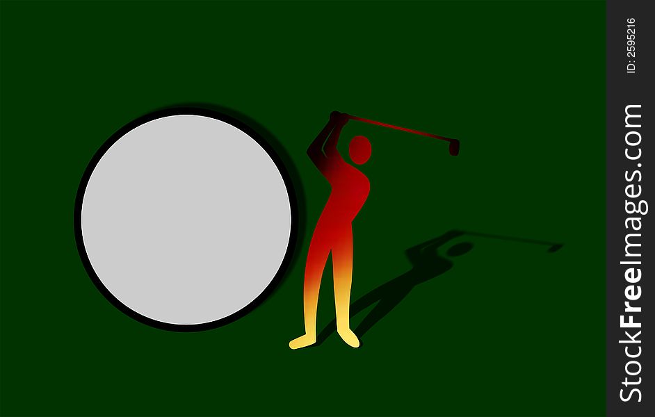 Golfer hitting a golfball towards the viewe very hard and straightr. Simple stylized 2 dimensional illustration. Golfer hitting a golfball towards the viewe very hard and straightr. Simple stylized 2 dimensional illustration.
