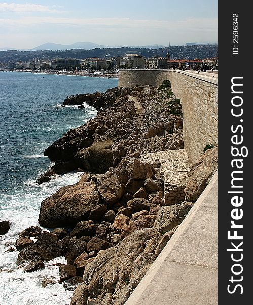 Beach and ocean of Nice, France. Beach and ocean of Nice, France