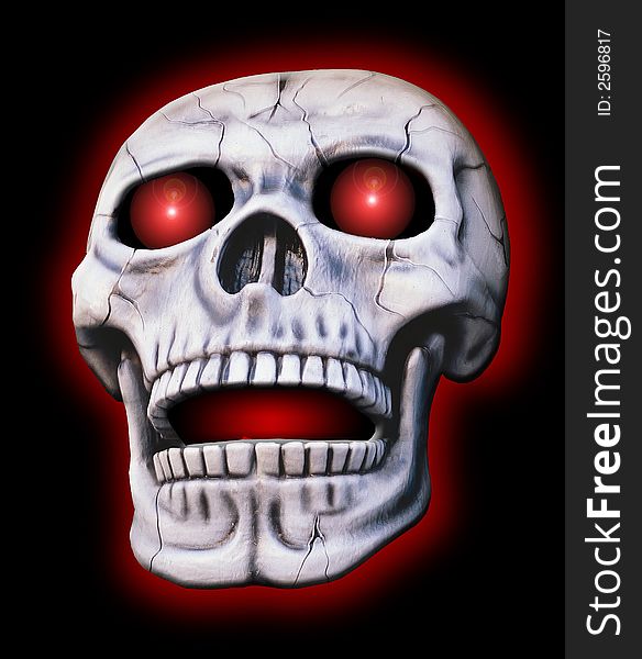 A eery red glowing Skull