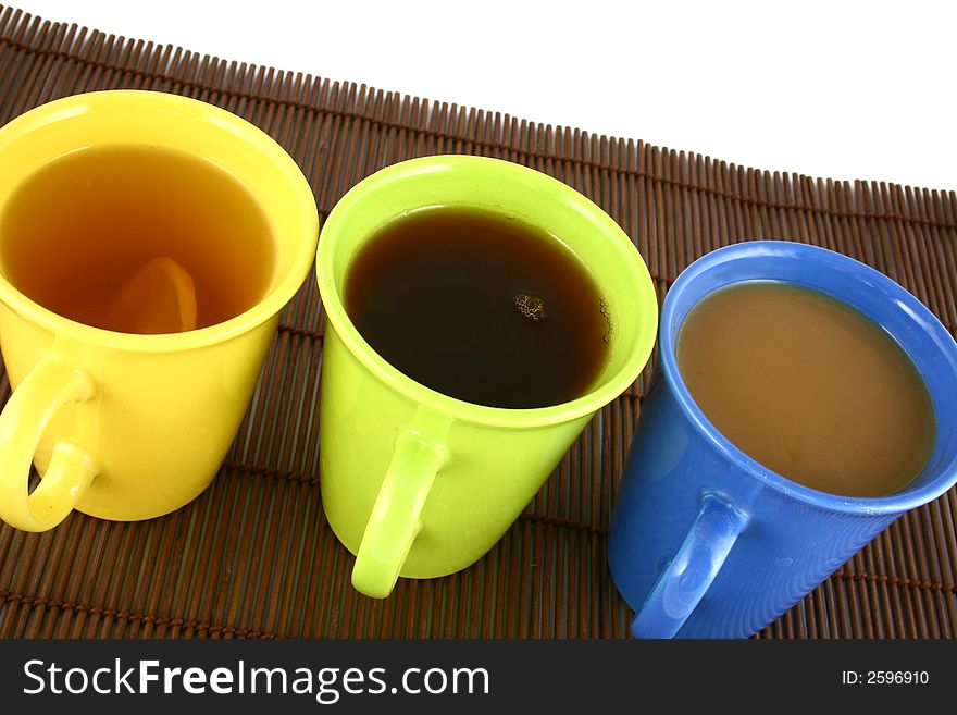 A beautiful cup on white background with coffee and tea. A beautiful cup on white background with coffee and tea