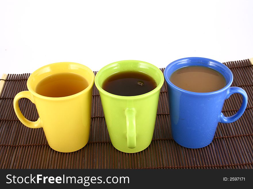 A beautiful cup on white background with coffee and tea. A beautiful cup on white background with coffee and tea