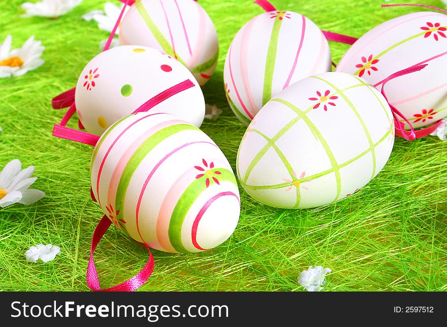 Easter traditional - A close-up of colorful easter eggs. Easter traditional - A close-up of colorful easter eggs