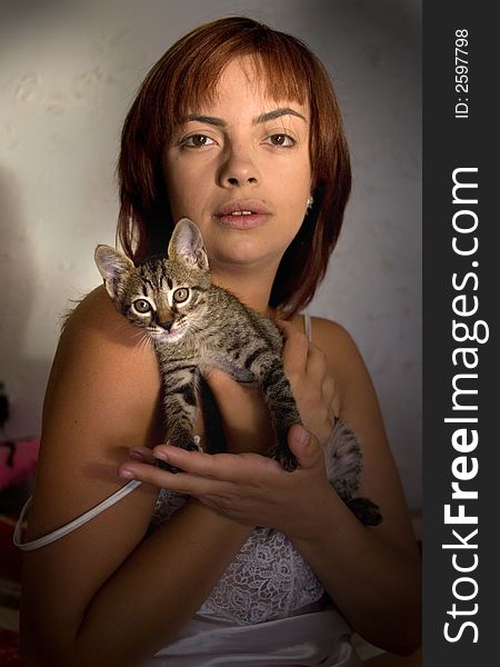 Woman And Cat