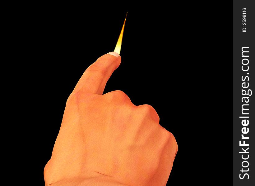 An image of a finger that is producing a flame. An image of a finger that is producing a flame.