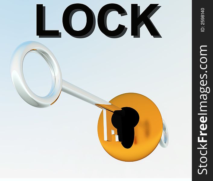 A image of a key that is either locking or unlocking a lock. A image of a key that is either locking or unlocking a lock.