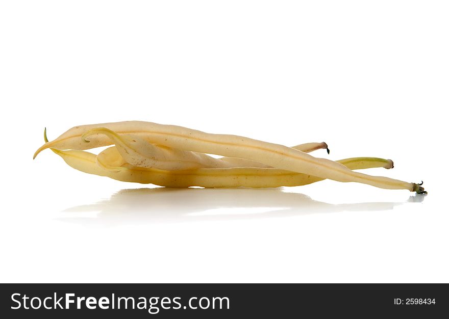Yellow beans isolated over white background