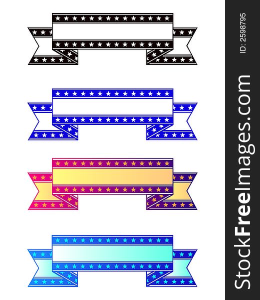 Colorful star banners on white background. Colorful star banners on white background