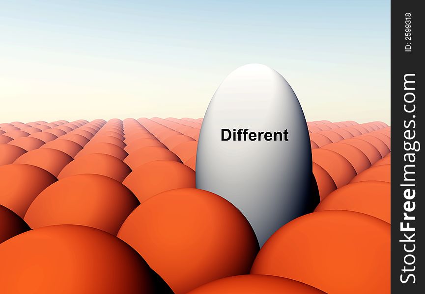 A Conceptual image of a egg representing being a unique individual (not conforming) amongst conformity. A Conceptual image of a egg representing being a unique individual (not conforming) amongst conformity