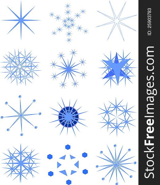 Set Of Attractive Snowflakes