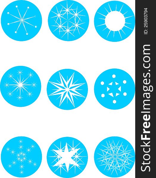 Set of attractive snowflakes