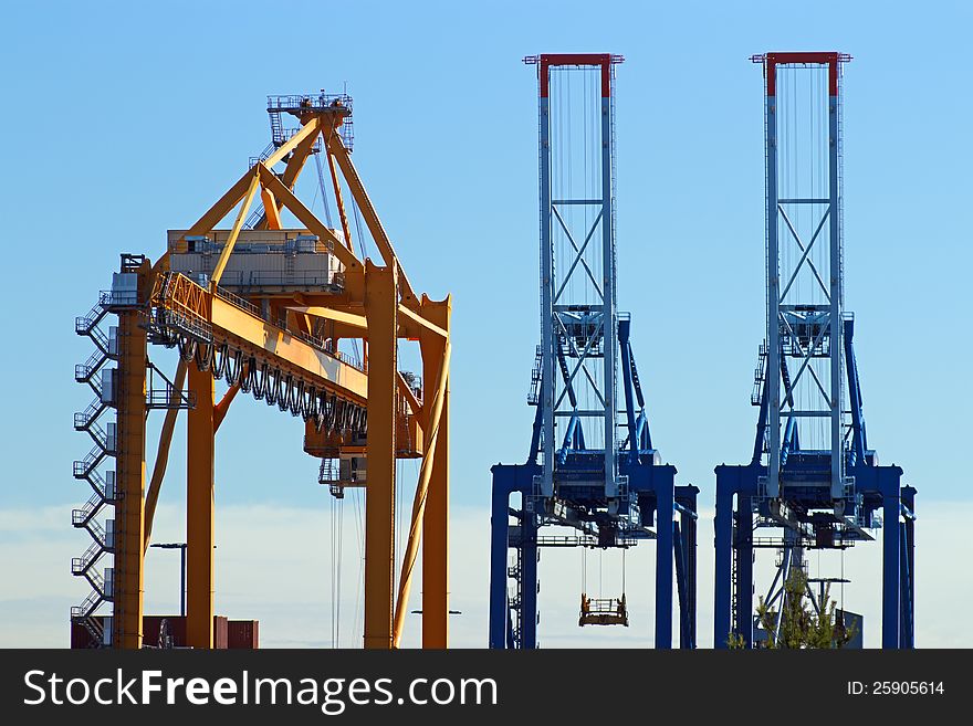 Big port cranes in Vuosaari Harbor, Helsinki