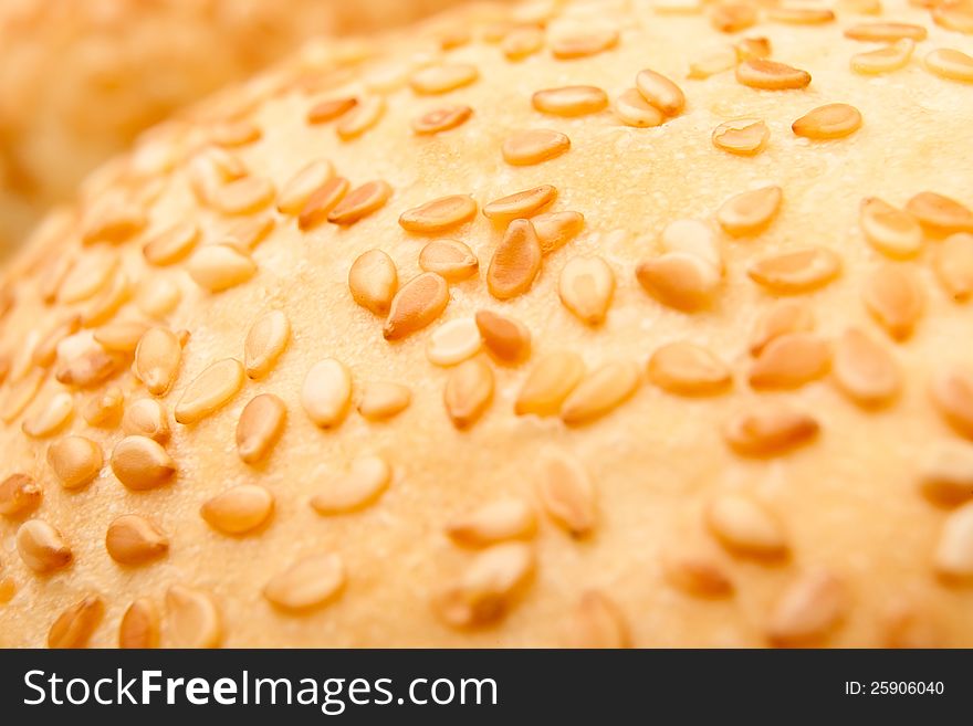 Sesame on bread full frame closeup