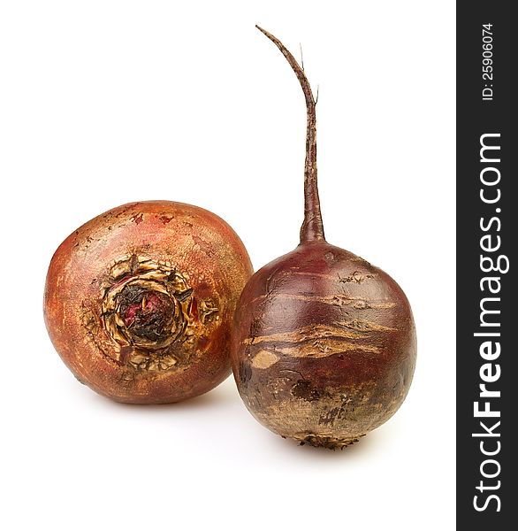 Two beets on white background