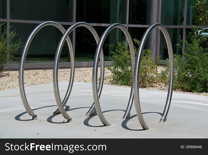 Image of a modern bicycle rack and lock up place