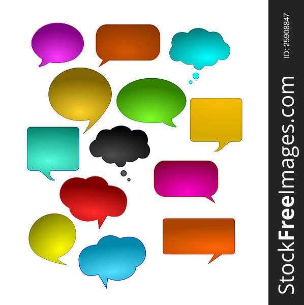 An illustration of set of colorful speech bubbles.