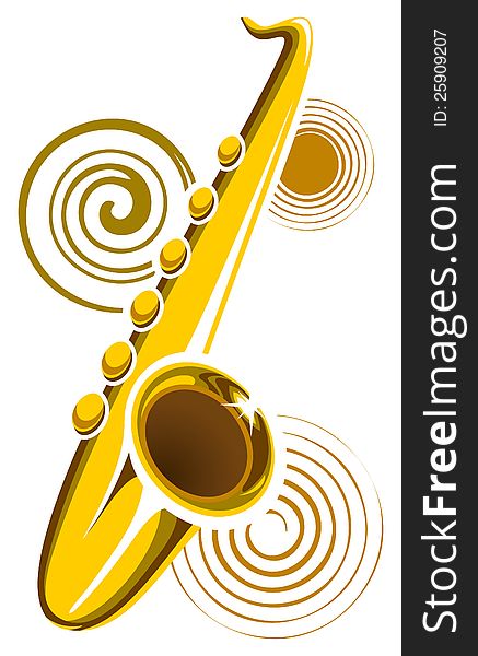 Stylized saxophone with abstract shapes, vector illustration