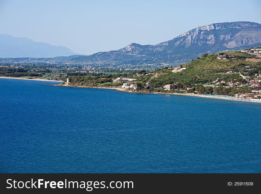 Panoramic views of the coast of Agropoli