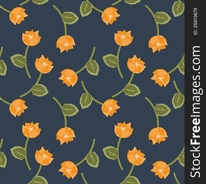 Floral seamless orange flowers pattern