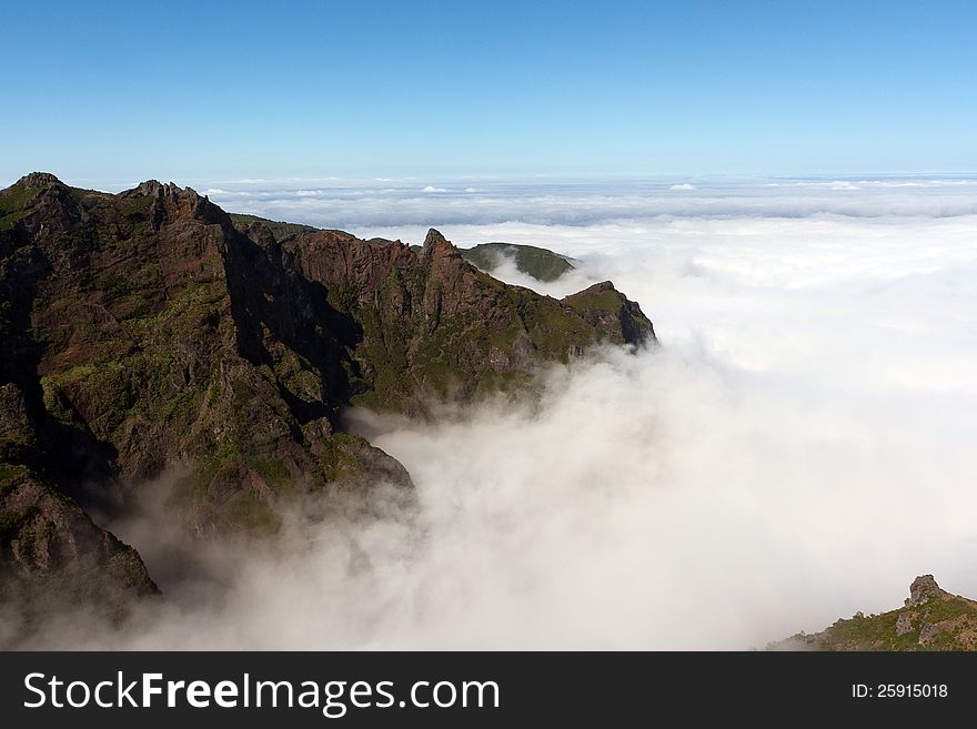 Panoramic view over the mountains in the midland of Madeira, Portugal. Panoramic view over the mountains in the midland of Madeira, Portugal