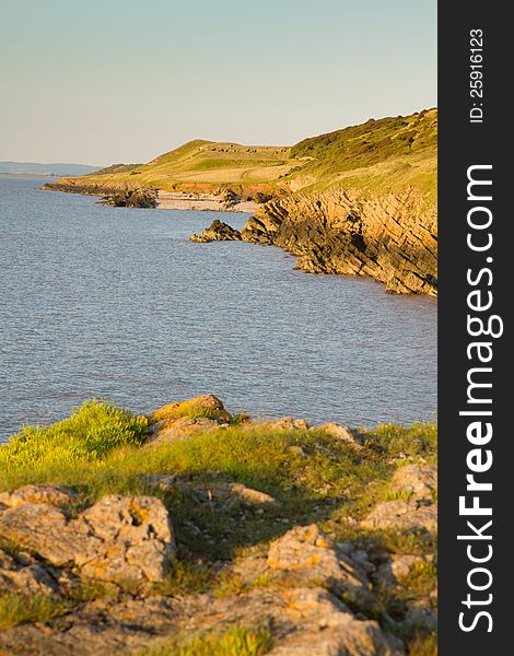 A view from Sand Point which is a peninsula in Sand Bay, near Weston-super-Mare, Somerset. Popular with walkers. A view from Sand Point which is a peninsula in Sand Bay, near Weston-super-Mare, Somerset. Popular with walkers