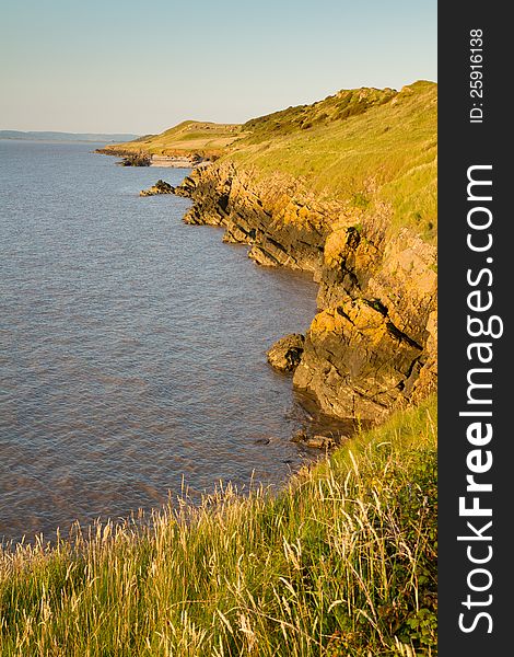 A view from Sand Point which is a peninsula in Sand Bay, near Weston-super-Mare, Somerset. Popular with walkers. A view from Sand Point which is a peninsula in Sand Bay, near Weston-super-Mare, Somerset. Popular with walkers