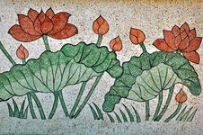Polished Stone With Water Lily Design Royalty Free Stock Photo Polished Stone With Water Lily Design Royalty Free Stock Photo