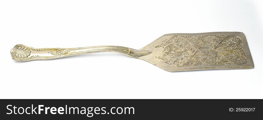 Antique Silver Slotted Spoon From The Side