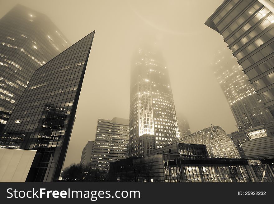 Highrise Structure In Fog