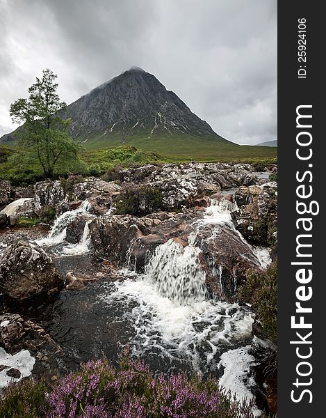 This is the famous mountain which marks the start of Glen Etive in the Scottish highlands. It's name means The Great Heardsman of Etive in Gaelic. It is also one of Scotland's Munros (a mountain with a height of over 3000ft). This is the famous mountain which marks the start of Glen Etive in the Scottish highlands. It's name means The Great Heardsman of Etive in Gaelic. It is also one of Scotland's Munros (a mountain with a height of over 3000ft).