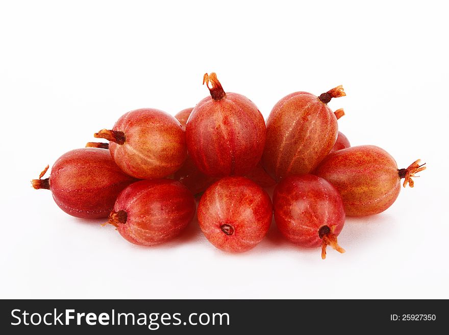 Ripe gooseberries on a white background