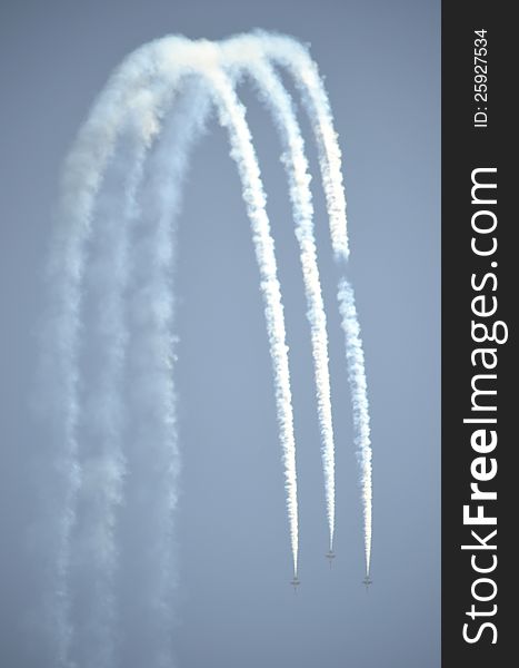 Aircrafts demonstrating acrobatics on an Air Show