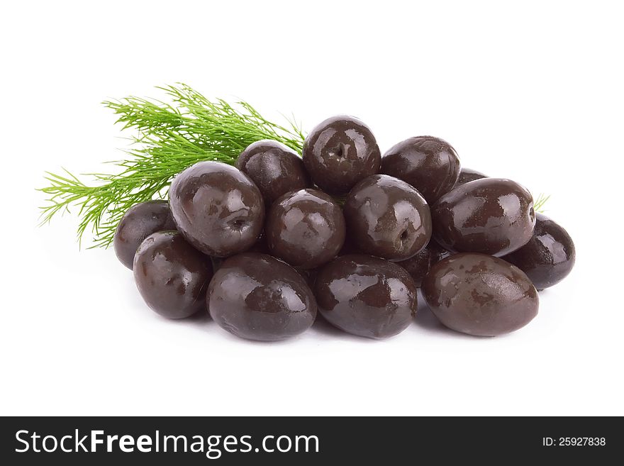 Black olives on white background