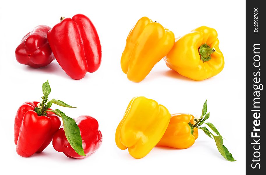 Fresh pepper vegetables on white background