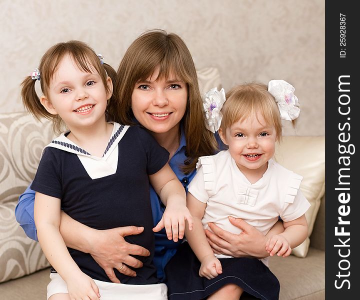 Mother with two daughters